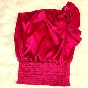 Medium red satin halter top